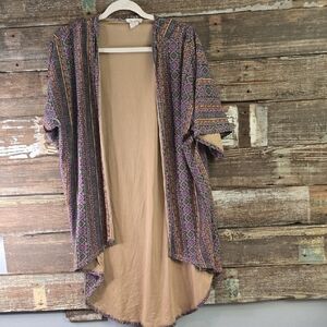 Miley & Molly Colorful Patterned Kimono Cardigan, Size S
